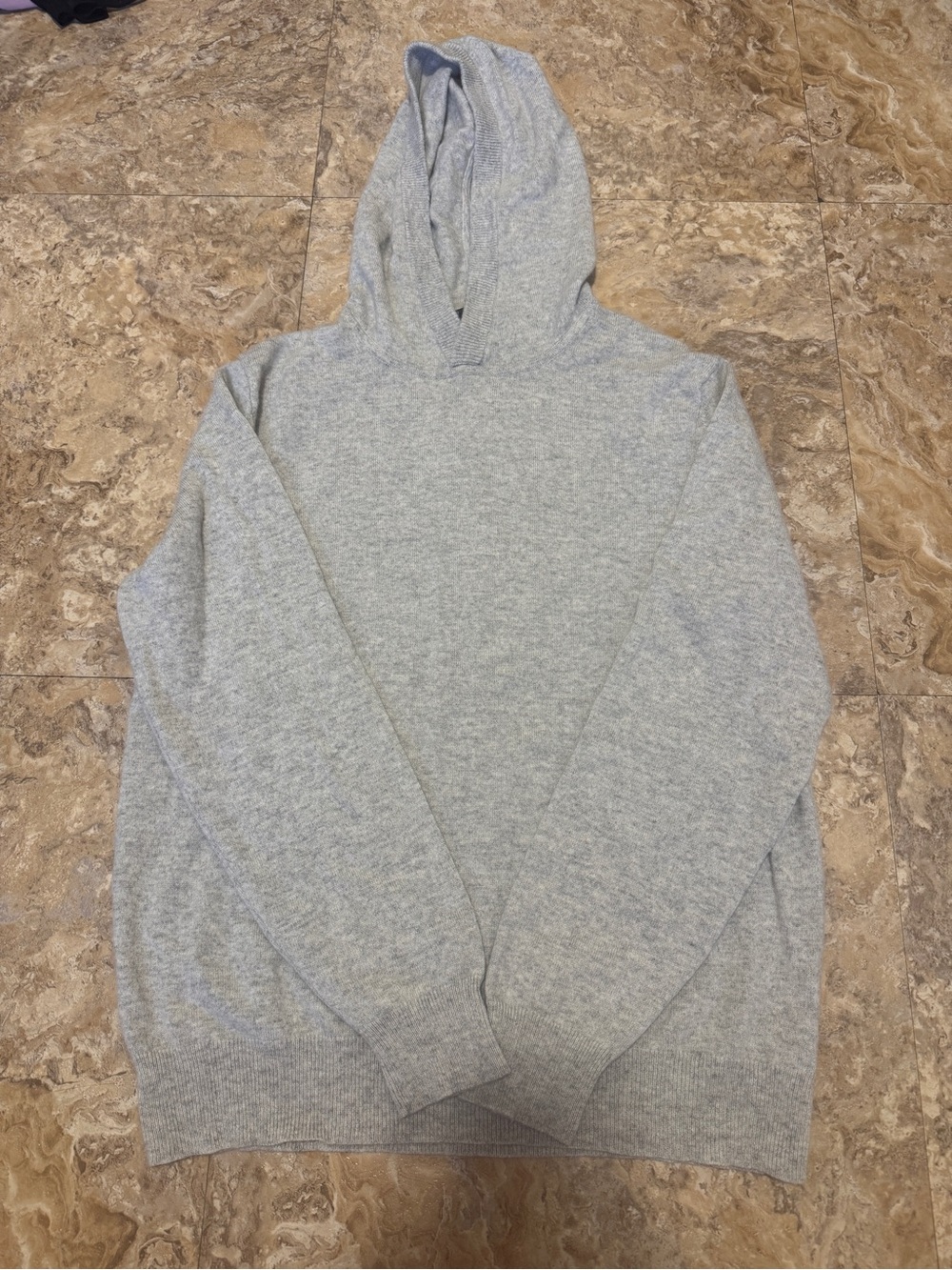 Theory Light Gray Hooded Knit Sweater 100% cashmere